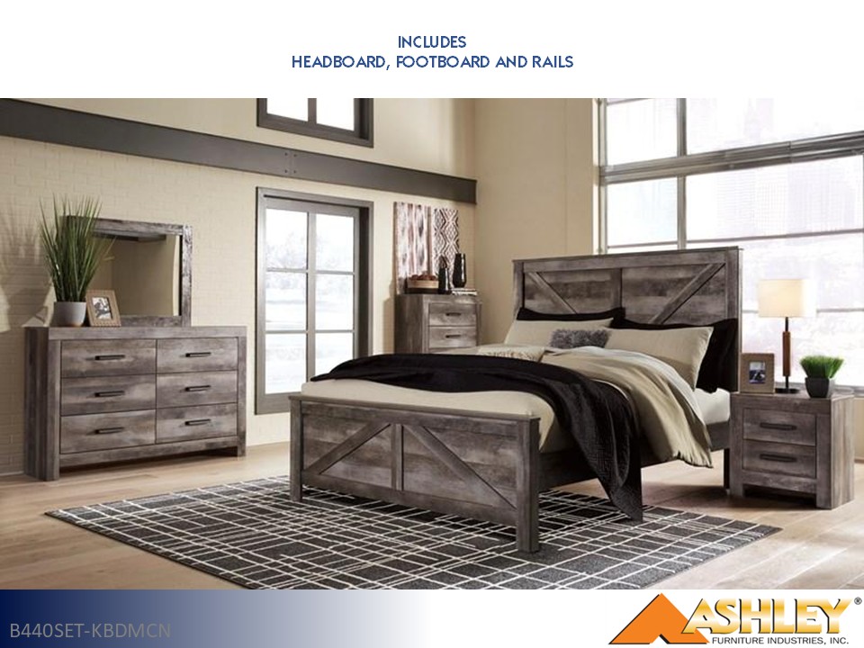 rustic grey dresser and nightstand set Beckett Rustic Gray Footboard Bench Panel Bedroom Set main image 0