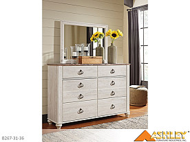 Ashley Willowton Whitewash Dresser & Mirror (2 Piece Set)