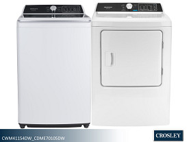 Crosley (Electric Dryer) Laundry Pair - W 4.1 Cu Ft | D 7.0 Cu Ft (White)