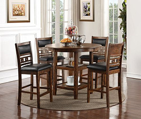 New Classic Furniture Gia Brown Counter Table and Four Chairs