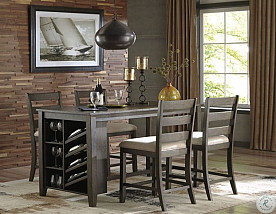 Ashley Rokane Counter Table and 4 Barstool Set  